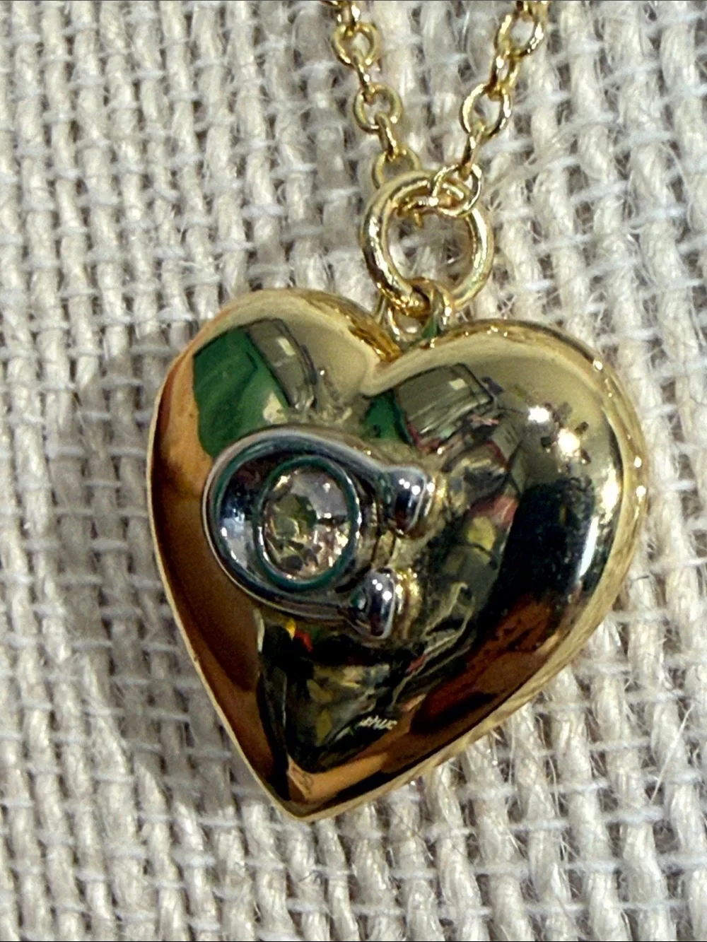 COACH Gold Tone Double Heart Locket Necklace